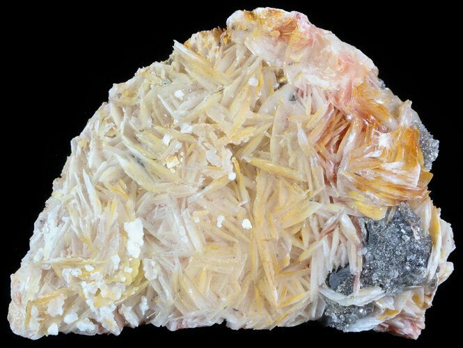 Orange Bladed Barite + Cerussite & Galena - Morocco #51399